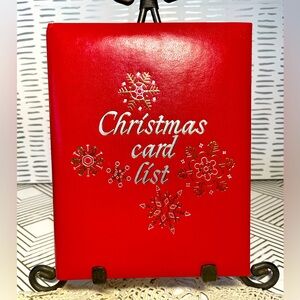 1960s Christmas Card List by Springfield Photo Mount Co. 5”x7” Red Gold Silver